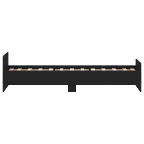 Sengeramme 75x190 cm i konstrueret træ med lameller - sort