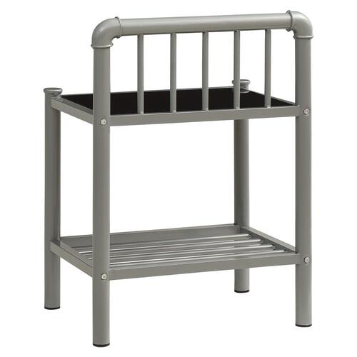 Sengeskab 45x34,5x62,5 cm metal og glas grå og sort