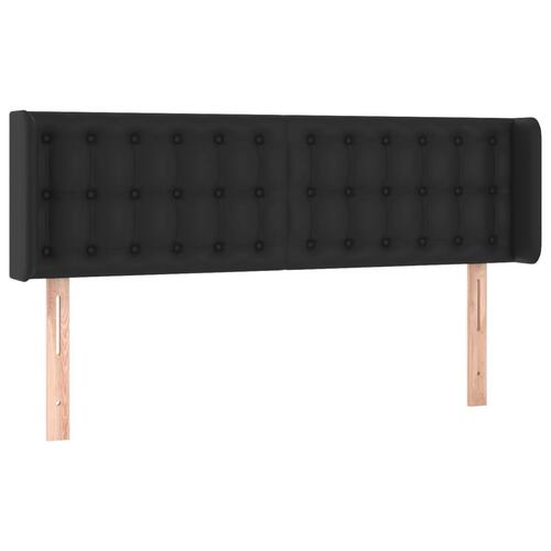 Sengegavl med LED-lys 147x16x78/88 cm kunstlæder sort