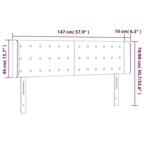 Sengegavl med LED-lys 147x16x78/88 cm kunstlæder sort