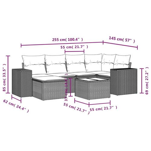 Sofasæt til haven 7 dele med hynder polyrattan beige