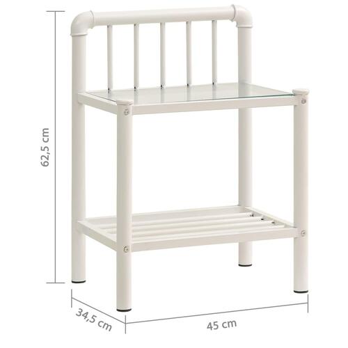 Sengeskab 45x34,5x62,5 cm metal og glas hvid og transparent