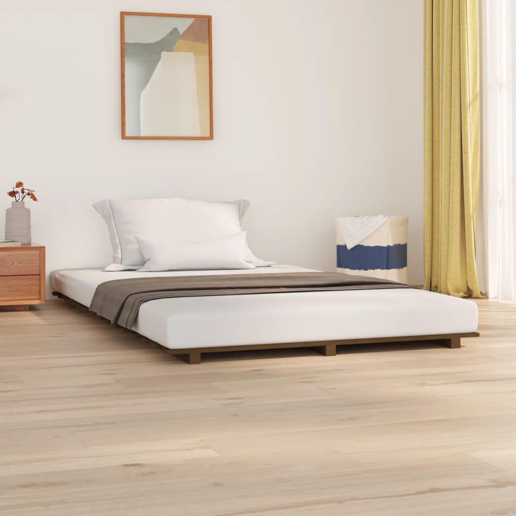 Sengeramme 120x200 cm massivt fyrretræ gyldenbrun