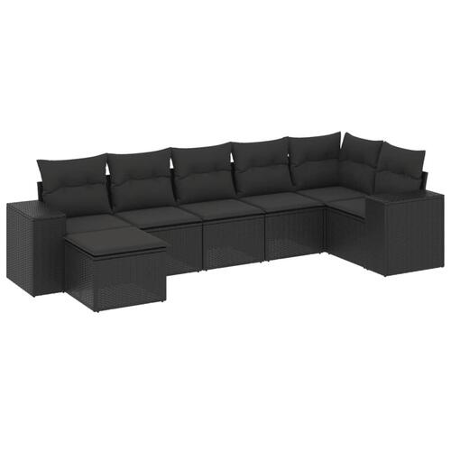 Sofasæt til haven 7 dele med hynder polyrattan sort