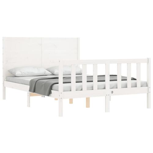 Sengeramme uden madras 140x190 cm massivt fyrretræ hvid