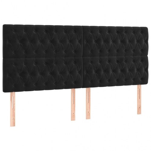 Sengeramme med sengegavl i sort fløjl - 200 x 200 cm