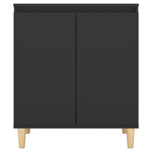Skænk med massive træben 60x35x70 cm konstrueret træ sort