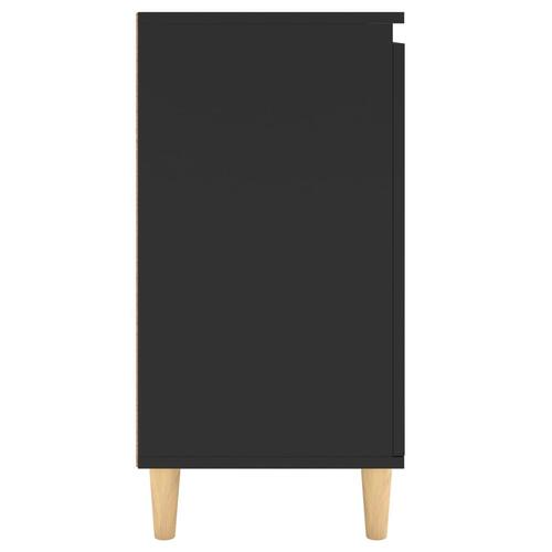Skænk med massive træben 60x35x70 cm konstrueret træ sort