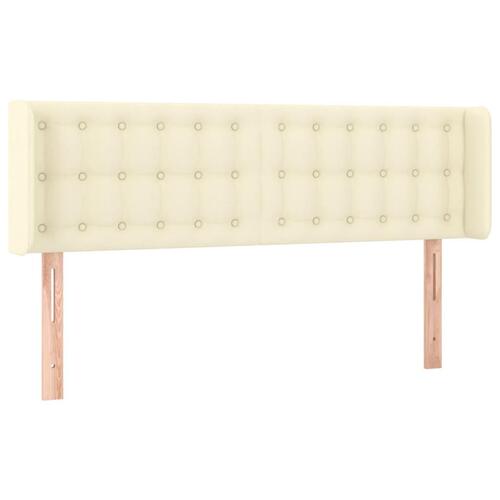 Sengegavl med LED-lys 147x16x78/88 cm kunstlæder cremefarvet