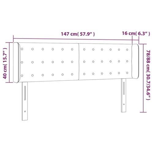 Sengegavl med LED-lys 147x16x78/88 cm kunstlæder cremefarvet
