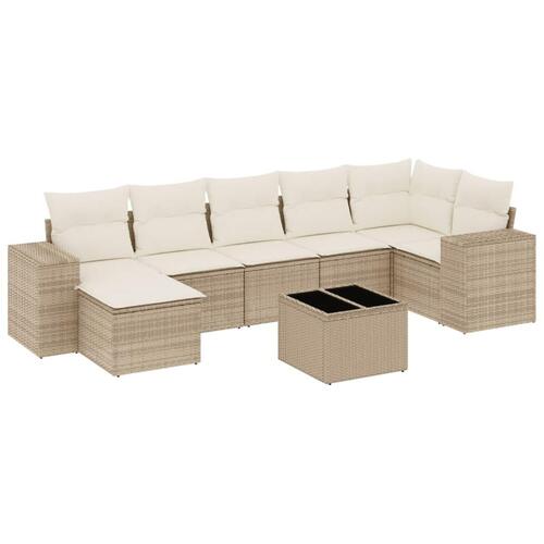 Sofasæt til haven 8 dele med hynder polyrattan beige