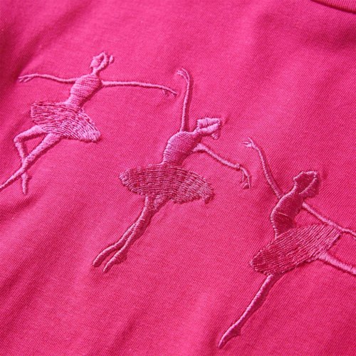 Langærmet T-shirt til børn - pink med ballerina, str. 104