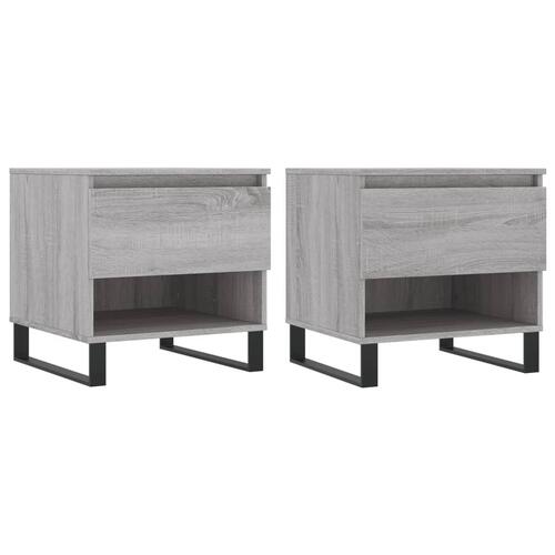 Sofaborde 2 stk. 50x46x50 cm konstrueret træ grå sonoma-eg