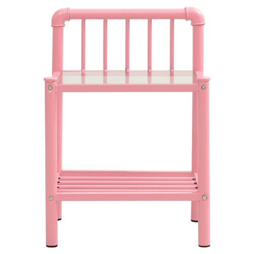 Sengeskabe 2 stk. metal og glas pink og transparent