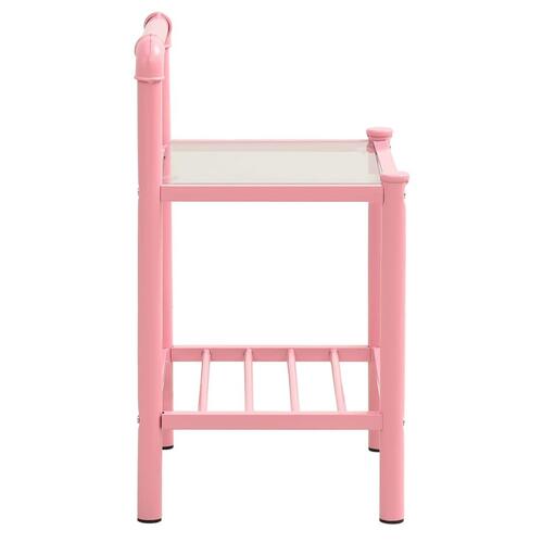 Sengeskabe 2 stk. metal og glas pink og transparent