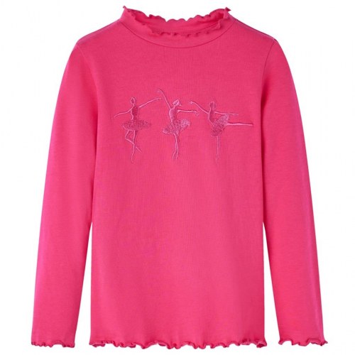 Langærmet T-shirt til børn str. 128 pink