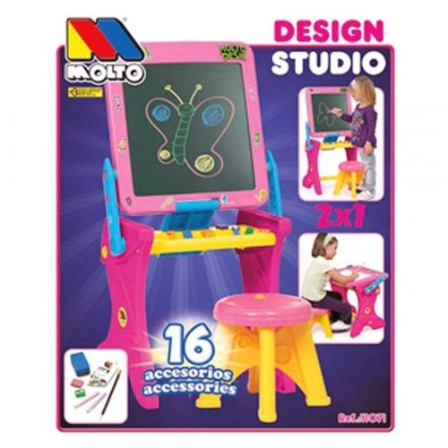 Legetavle 2-i-1 Moltó Design Studio - 90 cm, pink