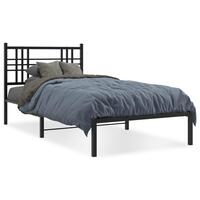 Sengeramme med sengegavl 90x200 cm metal sort