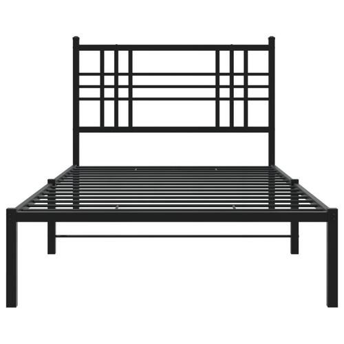 Sengeramme med sengegavl 90x200 cm metal sort