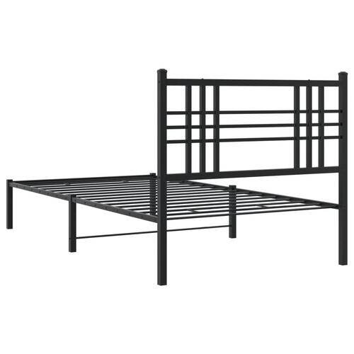 Sengeramme med sengegavl 90x200 cm metal sort