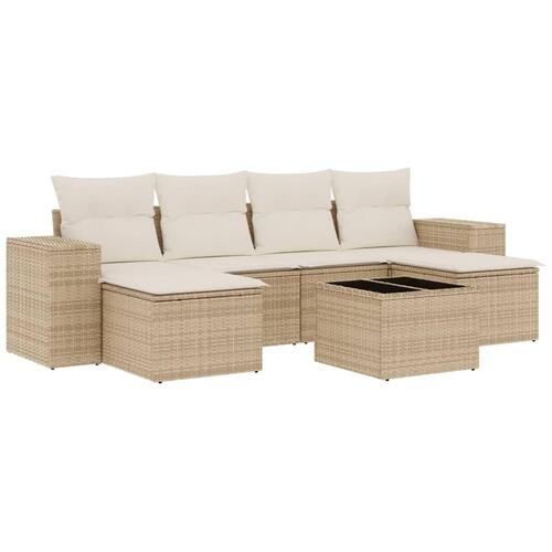 Sofasæt til haven 7 dele med hynder polyrattan beige
