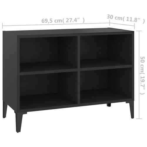 Tv-skab med metalben 69,5x30x50 cm sort