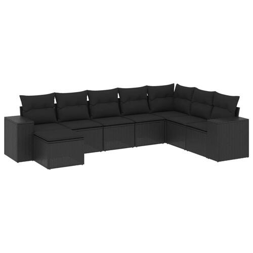 Sofasæt til haven 8 dele med hynder polyrattan sort