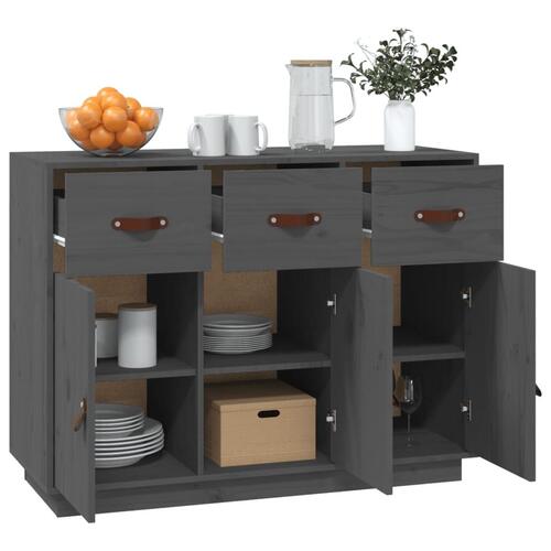 Skænk 100x40x75 cm massivt fyrretræ Grå