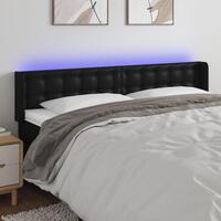 Sengegavl med LED-lys 163x16x78/88 cm kunstlæder sort