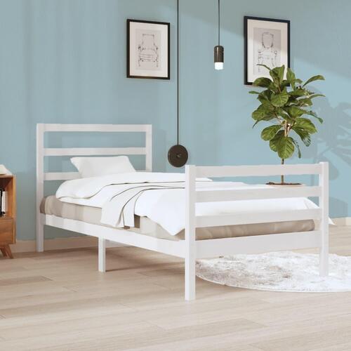 Sengeramme 90x200 cm massivt fyrretræ hvid