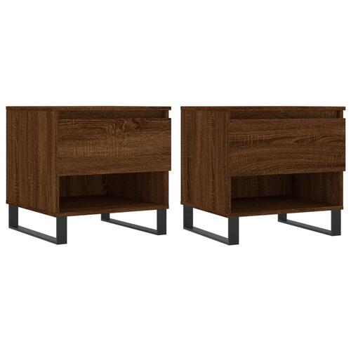 Sofaborde 2 stk. 50x46x50 cm konstrueret træ brun egetræsfarve