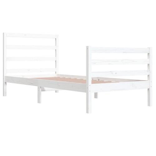 Sengeramme 90x200 cm massivt fyrretræ hvid
