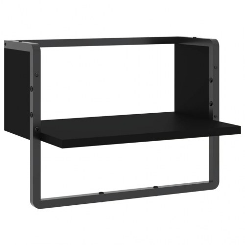 Væghylde med stang 40x25x30 cm sort
