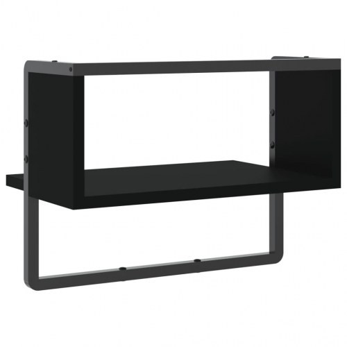 Væghylde med stang 40x25x30 cm sort