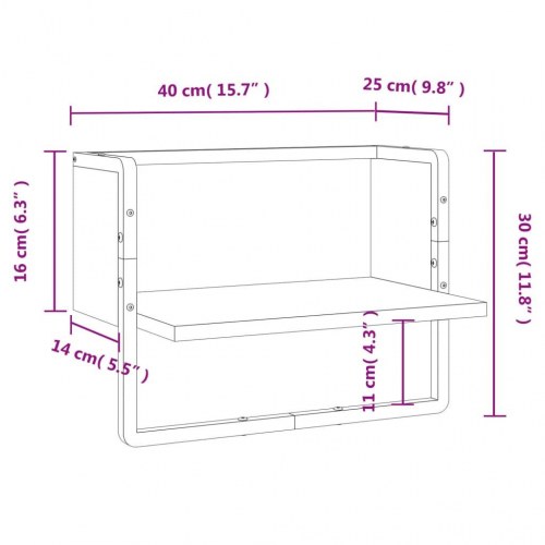 Væghylde med stang 40x25x30 cm sort
