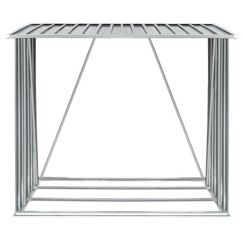 Brændeskur til haven galvaniseret stål 163 x 83 x 154 cm grå