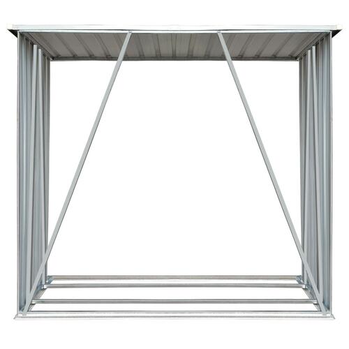 Brændeskur til haven galvaniseret stål 163 x 83 x 154 cm grå