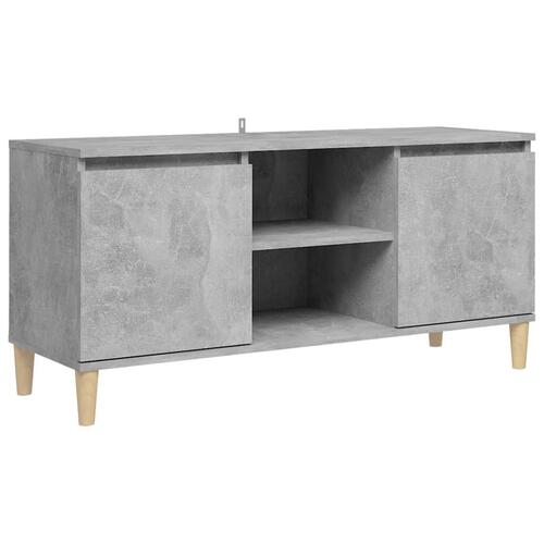 Tv-bord med massive træben 103,5x35x50 cm betongrå