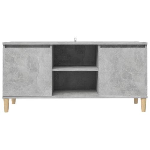 Tv-bord med massive træben 103,5x35x50 cm betongrå