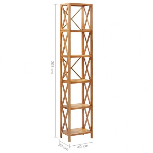 Reol med 6 hylder 40x30x205 massivt egetræ
