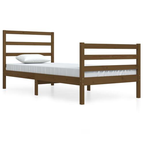 Sengeramme 90x200 cm massivt fyrretræ gyldenbrun