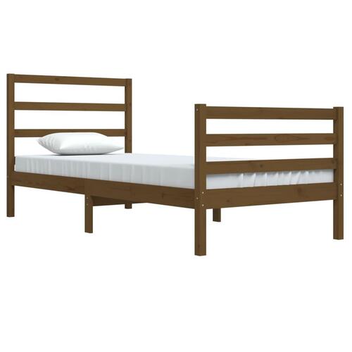 Sengeramme 90x200 cm massivt fyrretræ gyldenbrun