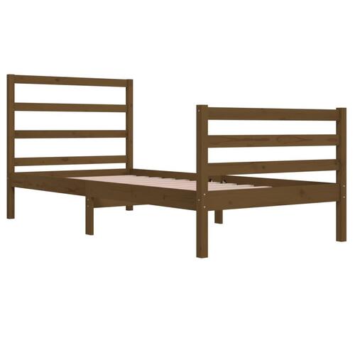 Sengeramme 90x200 cm massivt fyrretræ gyldenbrun