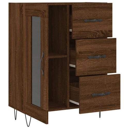 Skænk 69,5x34x90 cm konstrueret træ brun egetræsfarve