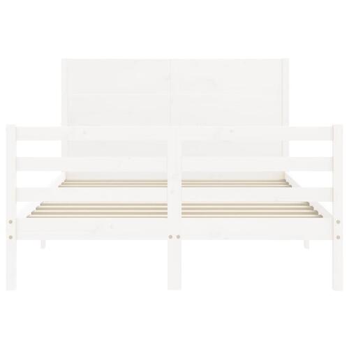 Sengeramme med sengegavl 140x190 cm massivt træ hvid
