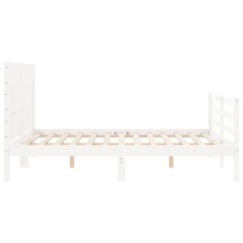 Sengeramme med sengegavl 140x190 cm massivt træ hvid