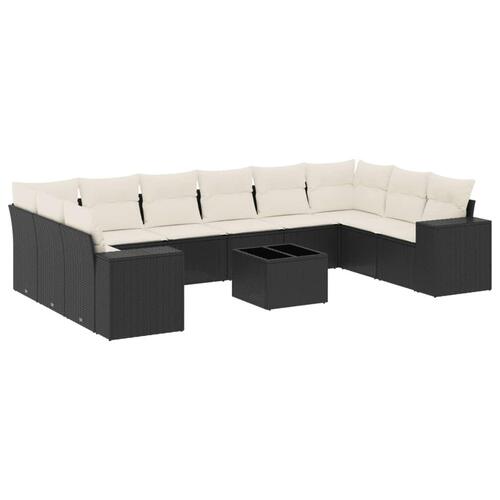 Sofasæt til haven 11 dele med hynder polyrattan sort