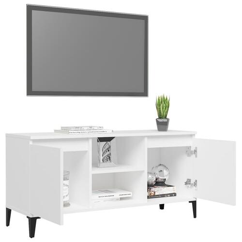 Tv-skab med metalben 103,5x35x50 cm hvid