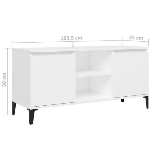 Tv-skab med metalben 103,5x35x50 cm hvid