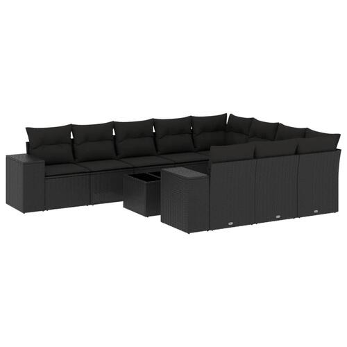 Sofasæt til haven 11 dele med hynder polyrattan sort